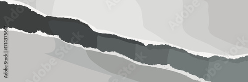 Minimalist grey ripped paper texture background vector