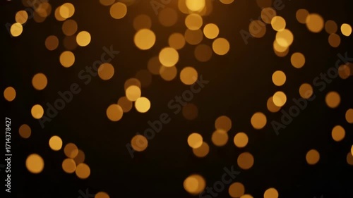 Golden Bokeh Lights on Black Background - Abstract video of out-of-focus golden lights on a dark background. Perfect for elegant or festive designs, adding a warm and luxurious feel.