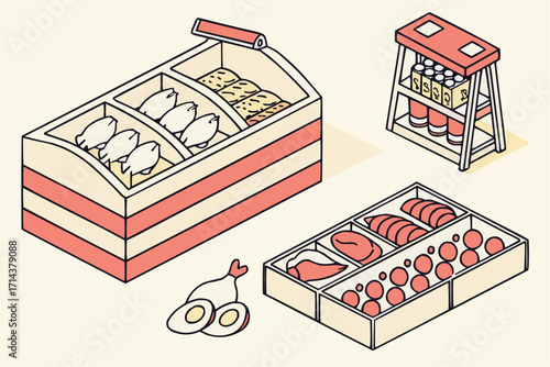 Fresh Chicken Meat and Eggs – Minimal Flat Vector Illustration for Healthy Cooking
