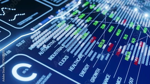 A computer screen shows a graph with many lines and numbers. The numbers are in red, green, and blue