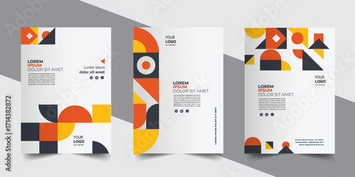 Bundle set of bright vector colorful Geometric background for poster or brochure cover design modern