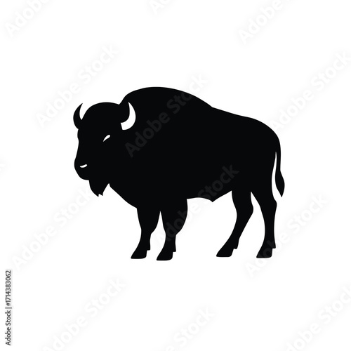 Bison standing alert silhouette