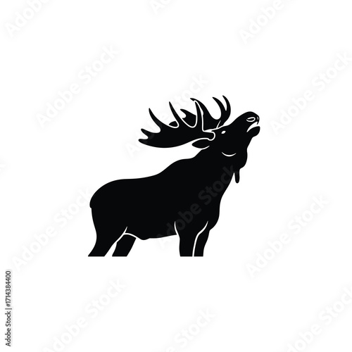 Moose calling with antlers silhouette