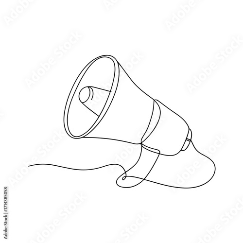 Line art illustration of a megaphone with a cord  