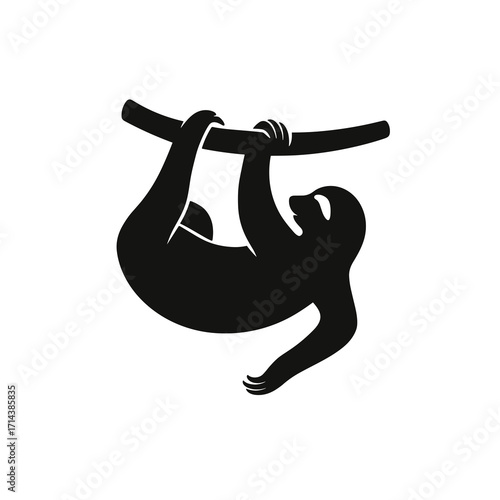 Sloth hanging upside down silhouette
