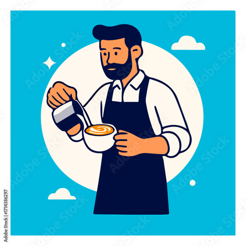 Barista Pouring Latte Art — Coffee Shop