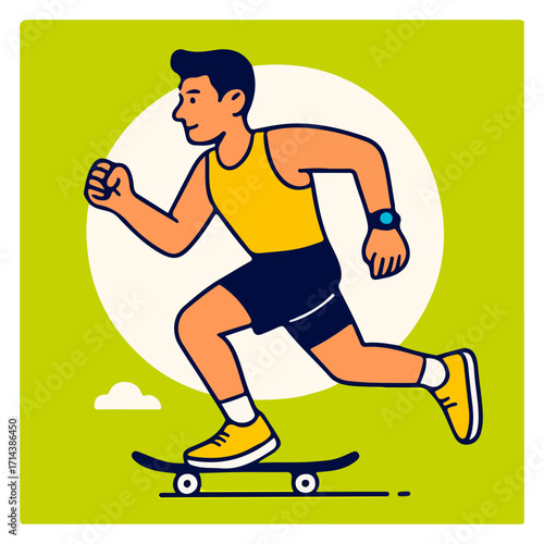 Male Skateboarder — Street Sports Illustration