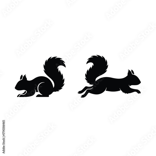 Two squirrel silhouettes set