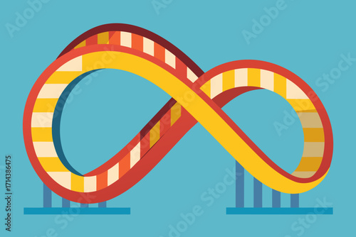 Cartoon roller coaster loop vector illustration