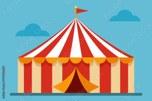 Cartoon circus big top tent vector illustration