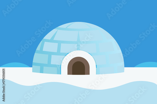 Cartoon igloo in a snowfield vector illustration