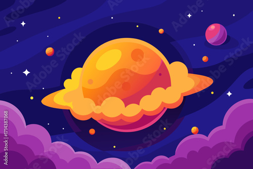 Cartoon glowing nebula background vector illustration