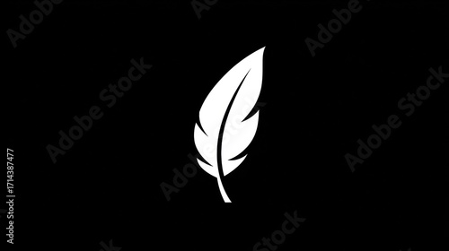 White feather icon on dark background