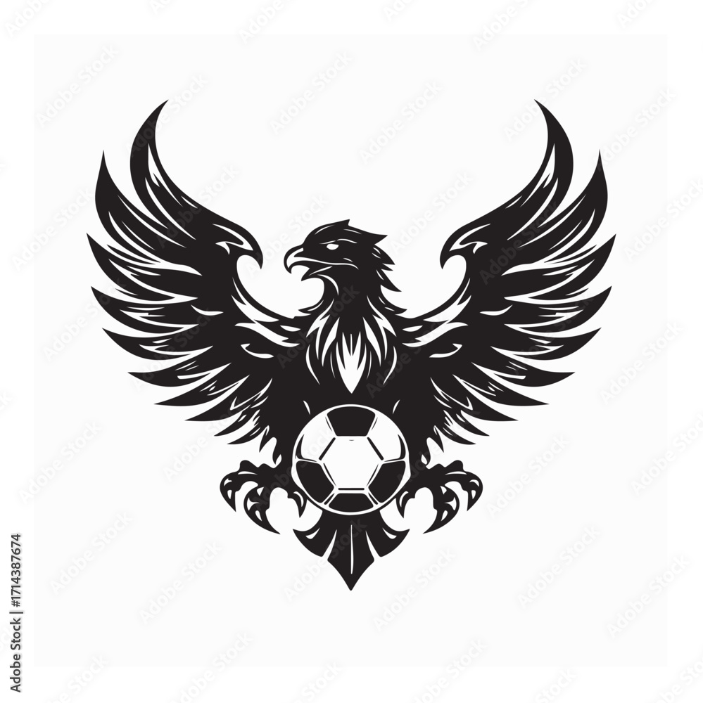 Obraz premium Eagle Holding Soccer Ball Vector for Soccer Team Mascot Logo vector