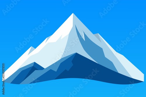 Cartoon snow covered mountain peak vector illustration