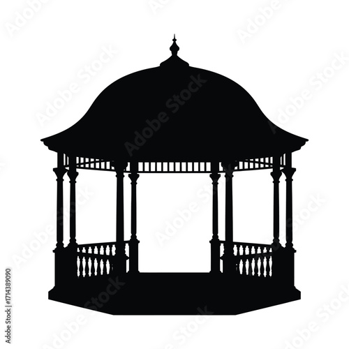 Classic silhouette gazebo vector illustration scalable eps icon for design silhouette vector illustration white background