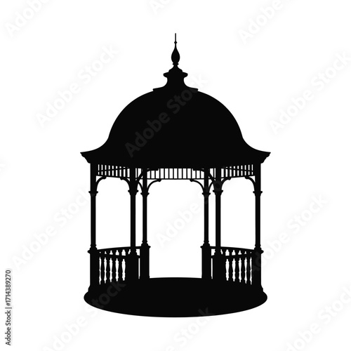 Classic gazebo silhouette vector illustration scalable eps icon for design projects silhouette vector illustration white background