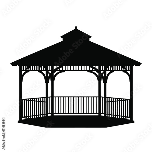 Simple black silhouette of a gazebo vector illustration scalable eps icon silhouette vector illustration white background