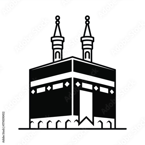 Iconic vector illustration of the kaaba in mecca scalable eps graphic silhouette vector illustration white background