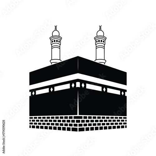 Kaaba black and white islamic architecture vector illustration for eps silhouette vector illustration white background