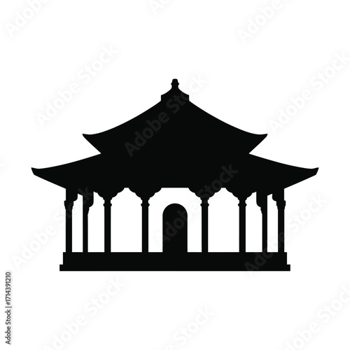 Scalable vector silhouette illustration of traditional asian temple pavilioneps for graphic design silhouette vector illustration white background