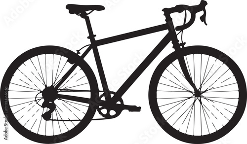 black silhouette of bicycle on white background, vector