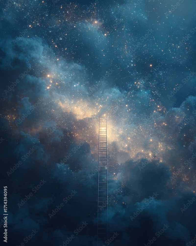 Fototapeta premium Celestial Stairway to the Heavens - A Dreamlike, Digital Artwork.