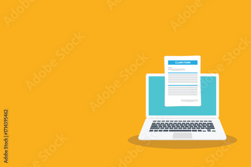 Clipboard claim form. Check list. Online claim form. Vector illustration.	