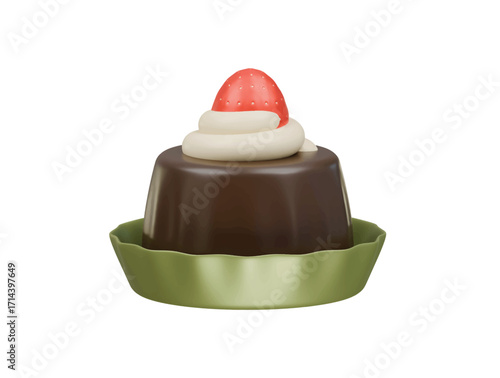 choco shortcake icon 3d illustration render