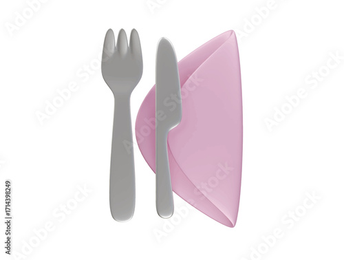 silverware and napkin icon 3d illustration render