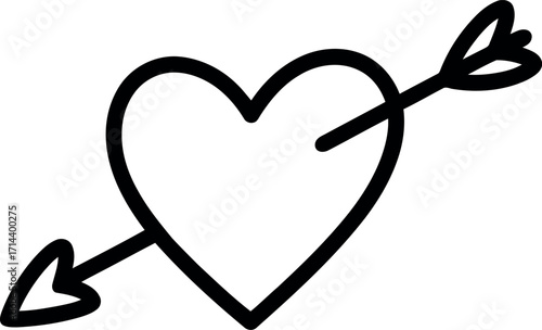 Hand drawn heart arrow love symbol minimalist sketch icon vector