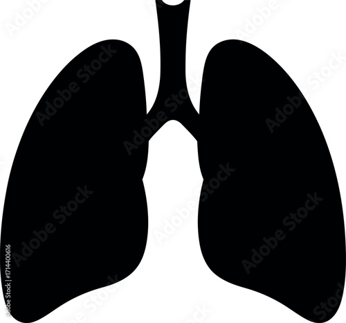 Abstract black silhouette of human lungs medical health concept vector