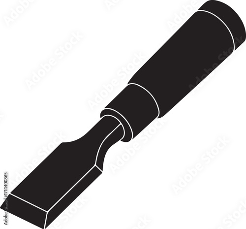 black silhouette of chisel on white background, vector
