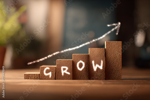 Visual Representation of Growth Showing an Upward Trend with a Clear Arrow Indicating Progress