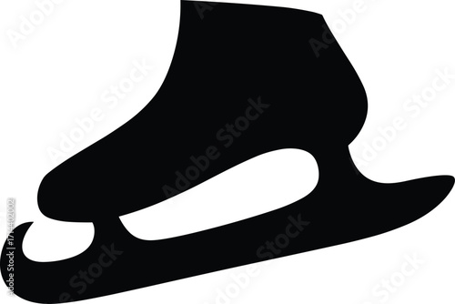 Silhouette illustration of ice skate shoe with sharp blade, winter sports equipment design, perfect for skating, hockey, competition, training, and recreational activity