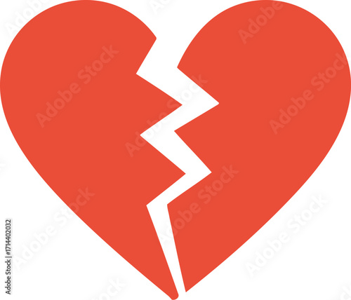 Red broken heart symbol love sadness relationship breakup icon graphic vector