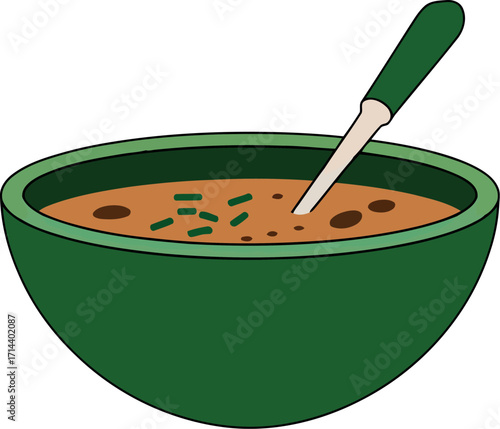 Cozy autumn soup bowl with spoon comforting meal vector