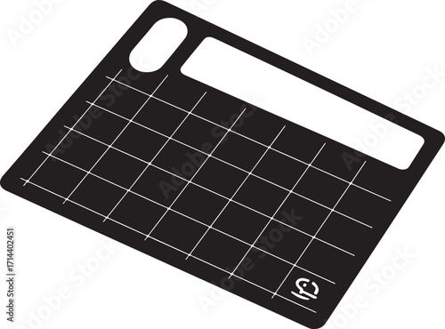  black silhouette of cutting mat on white background, vector.