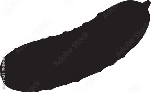 black silhouette of cucumber on white background, vector.