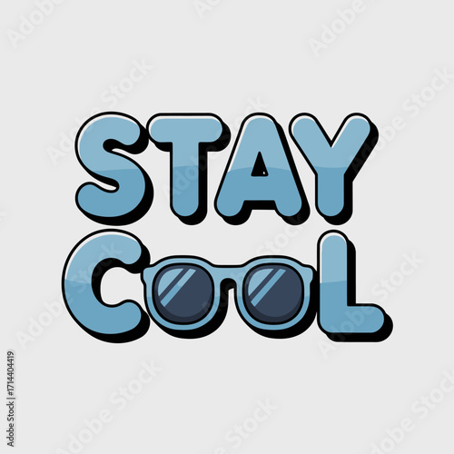 Modern smooth font with ice cubes and sunglasses expressing a chill vibe for summer or relaxed branding vector