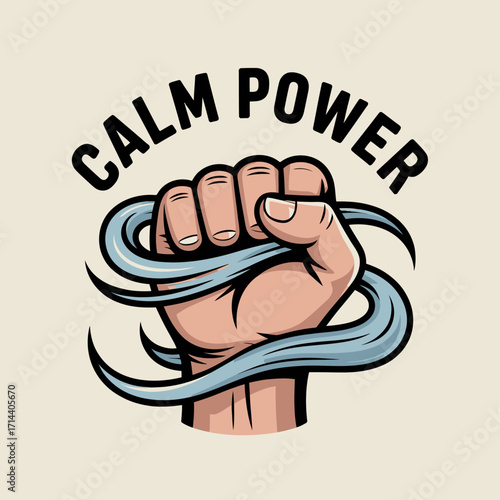 Powerful closed fist symbolizing calm strength and inner resilience empowering message of control and determination vector