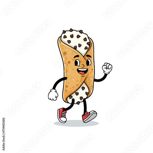 Happy Cannoli Cartoon Character Running