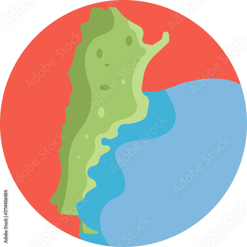 Simplified map highlighting Argentina’s shape.
