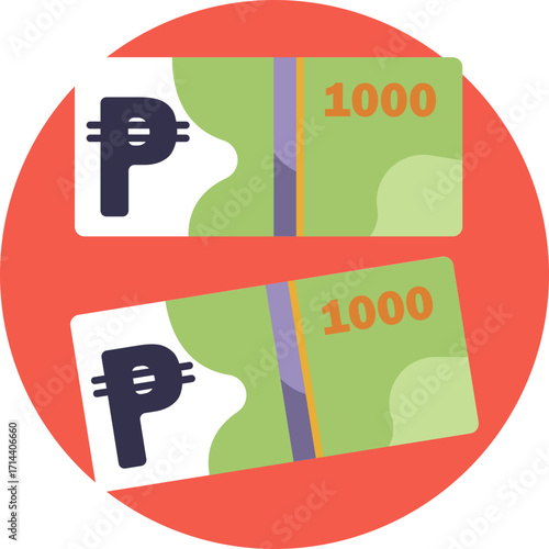 Illustration of Argentine peso bills, representing cash and currency.