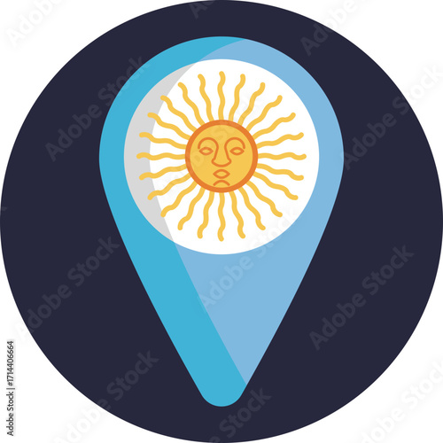 Location pointer associated with travel and landmarks in Argentina.