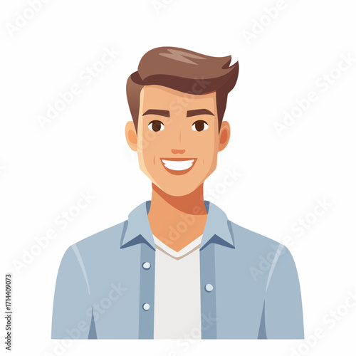 Smiling Man Cartoon Illustration Friendly Male Avatar for Websites and Apps