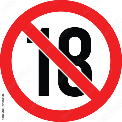 Age restriction 18 sign isolated on white background
