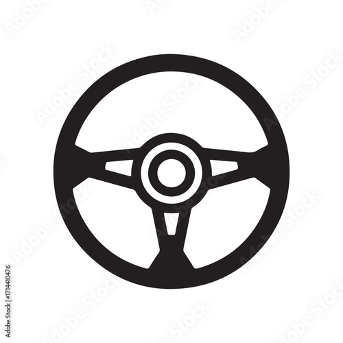 Black Steering Wheel Car Control Icon Design