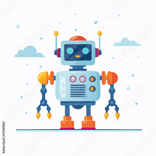 Friendly Robot Illustration A Cute and Cheerful AI Character Design