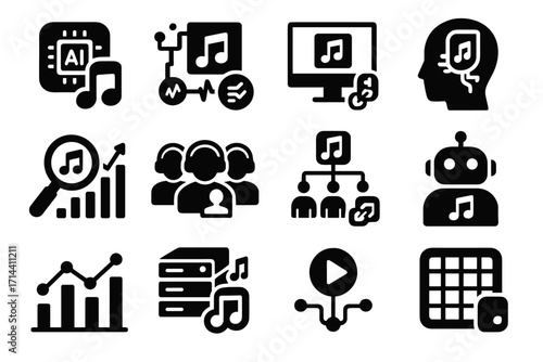 Chart rights tool icon song music ai licensing vector smart virtual drawing